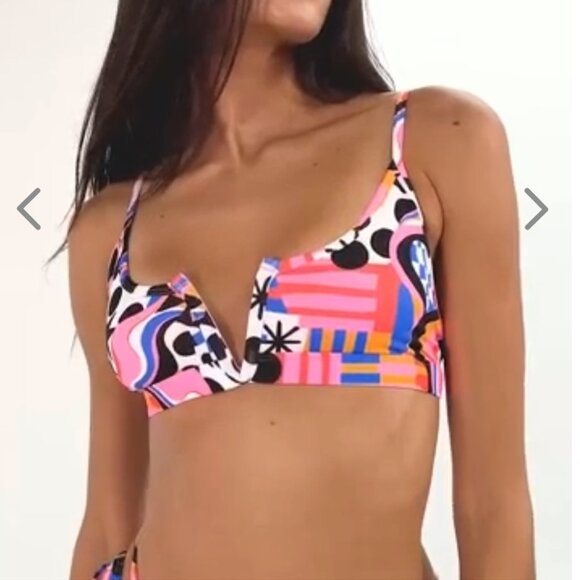 NWT OneOne Swimwear Bikini SET Anaheim Pink Retro Jenna Alexa 90s Print NEW - Picture 6 of 10